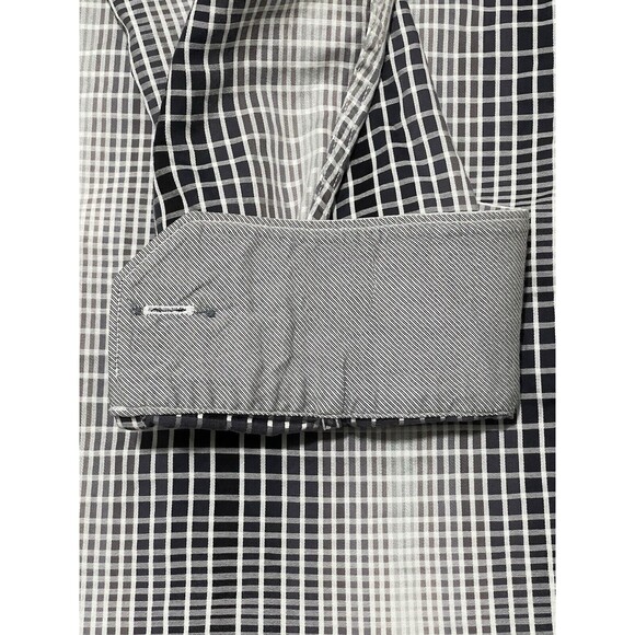 Bugatchi Shirt Men XL Gray Black Classic Fit Long Sleeve Check Squares Geometric - Picture 4 of 12